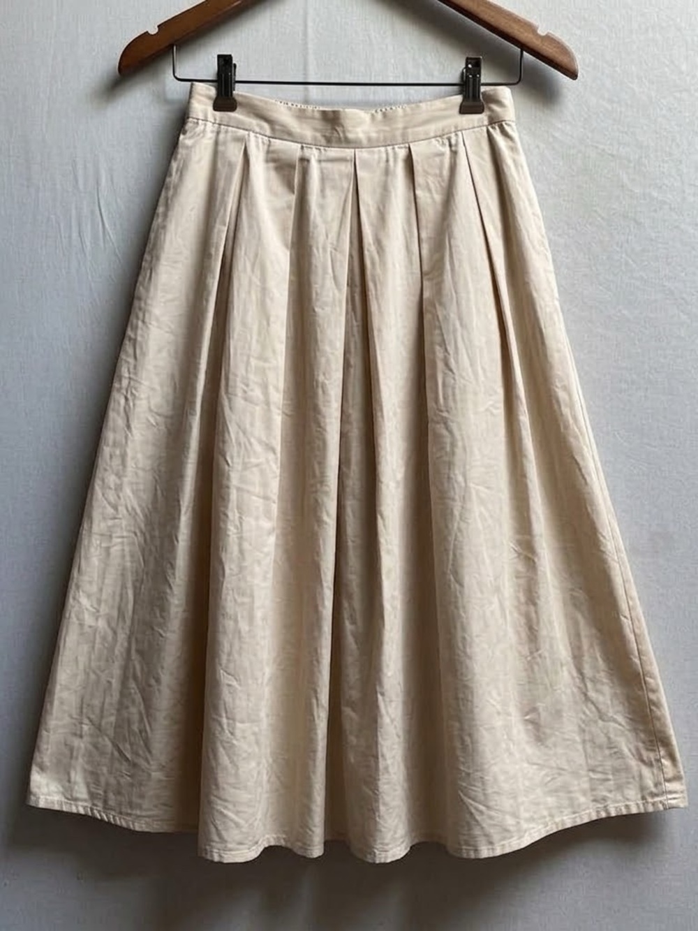 Oak And Fort Pleated Midi Skirt A Line Box Pleat Classic S